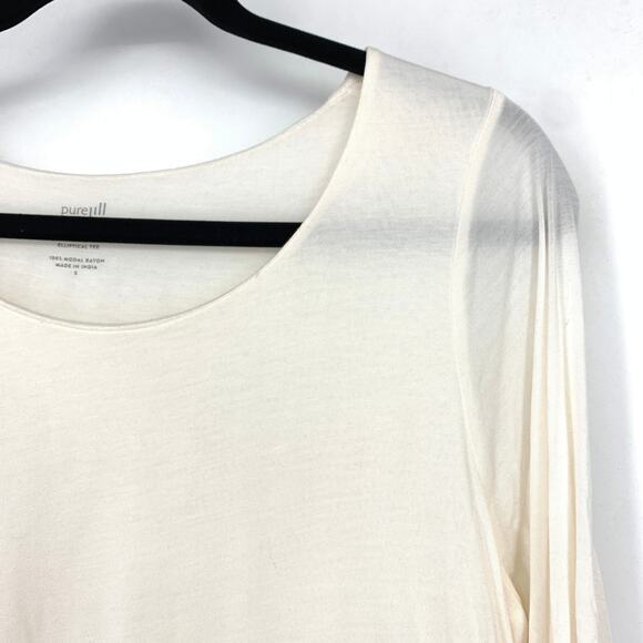 J.Jill Pure Jill Supersoft 3/4 Sleeve Elliptical Tee Womens Sz Small Cream White - Picture 3 of 5
